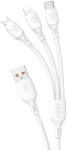 Dudao Cablu date/încărcare Dudao 3 in 1 USB-C micro USB Lightning, incarcare rapida 6A, lungime 1.2m, Universal - Alb (6973687244606)