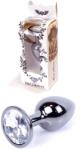 Poppers Boss Series Jewellery Ezüst Anális Plug - Átlátszó Kristállyal - bőrtisztító folyadék