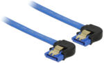 Delock Cablu SATA Delock, 6 Gb/s, conector, conector SATA curbat în jos, curbat în jos, 20 cm, albastru cu accente aurii