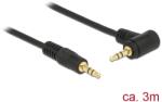Delock Cablu Delock cu mufe stereo jack de 3, 5 mm, 3 pini, tată-tată, 3 m, 90°, negru