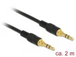 Delock Cablu jack stereo Delock de 3, 5 mm, cu 3 pini, tip tată-tată, 2 m, negru