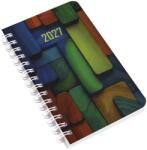 Realsystem Agendă de buzunar REALSYSTEM SP3 cu spirală, mini, 78x128 mm, săptămânală, albă, cu pagini plate, model mozaic, 2027 (8811-52)