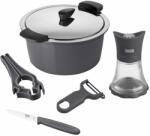 KUHN RIKON Set oala cu capac si accesorii, otel inoxidabil, 6 piese, Kuhn Rikon, Starter Set, antracit (35342)