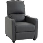 HOMCOM Fotoliu Relax Reclinabil Manual 155° cu Suport pentru Picioare, din Piele Ecologică PU, pentru Living și Dormitor, Gri Închis | Aosom Romania (83B-922V00CG)