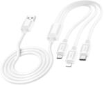 hoco. Cablu Incarcare USB la Lightning / USB Type-C / MicroUSB HOCO X74, 1 m, Alb (cab/in/us/hoc/x7/1m/al)