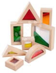 Eichhorn Cuburi din lemn cu ferestre Wooden Blocks with Windows Eichhorn cu nisip, mărgele și o oglindă, 8 piese, de la 12 luni (EH3456)