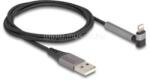 Delock Adat és töltő kábel A-típusú USB - Lightning iPhone , iPad , iPod eszközökhöz hajlított álló funkcióval, fekete és 1, 5 m hosszú, Mfi (DL85404) (DL85404)