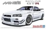 AOSHIMA 1/24 Mines Nissan Skyline GT-R R34 autó modell (AO59869)