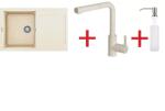 Elleci - Mosogatótálca Easy 300 Antikolt fehér / Bianco Antico G62+csaptelep Shell plus G62 + mosogatószer adagoló - EASY7 szett (MKEASY7SZETT)