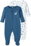 NAME IT Set 2 salopete cu maneca lunga, baieti, bleu/alb, balene, 50/98 albastru fny. /alb imprimat alb (13408A)