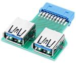 Cablecc Dual USB 3.0 Type A anya csatlakozó alaplapi 20/19 Pin Box Header Slot adapter PCBA kártya