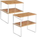SONGMICS Set 4 rafturi de bucatarie suprapozabile, pentru ustensile sau condimente, 20x30x16cm, natur si alb (EZ-KCS010N01) Raft