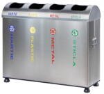 IgienaPHS Set 4 cosuri gunoi inox colectare selectiva cos reciclare gunoi - 4*39 litri (1848) - vexio Cos de gunoi