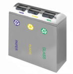 IgienaPHS Set 3 cosuri gunoi inox colectare selectiva cos reciclare gunoi - 3*48 litri (1874) - vexio Cos de gunoi