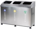 IgienaPHS Set 3 cosuri gunoi inox colectare selectiva cos reciclare gunoi - 3*79 litri (1807) - vexio Cos de gunoi
