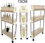  13CM Mobil Fürdőszobai Szekrény Konyhai Könyvespolc Kerekekkel 3 Szintes Keskeny (JSFIYEWASND ZWJCT-3-W-py12)