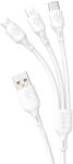 Dudao Cablu date/încărcare Dudao 3 in 1 USB-C micro USB Lightning, incarcare rapida 6A, lungime 1.2m, Universal - Alb