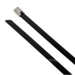 L. B Bevonatolt rozsdamentes acél kábelkötegelő 750x4, 5 mm fekete epoxi bevonatos fém gyorskötöző AISI 316 [OBL75045G316C]