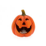D&D Halloween tök LED-es kerámia 9x9x10 cm narancssárga, zöld (252158)