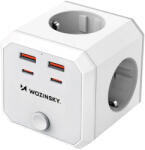 WOZINSKY Priza Smart Wozinsky WKZ-4B Power Cube, 4x AC, 2x USB-A, 2x USB-C 20W, PD AC 4000W, Alb (5907769388651)