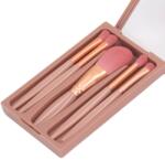 Flippy Set 5 Pensule de Machiaj cu Peri Moi, Flippy, cu Suport pentru Depozitare si Oglinda, Roz Inchis