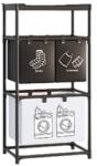 Flippy Cos de Rufe, Flippy, 3 Rafturi, 3 Cosuri, Cadru de Otel Inoxidabil, 123x28x57 cm, Negru