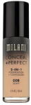 MILANI COSMETICS Conceal + Perfect 2-in-1 alapozó és korrektor, 00B Light, 30 ml