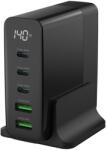 ANSMANN Încărcător de birou USB, 140 W, cu afișaj, 5 porturi, 2x USB-A, 3x USB-C, negru (1001-0149)