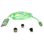 LTC CABLU 1M 3IN1 TIP C/IPHONE/MICRO USB ILUMINAT LED VERDE (MAGIC-CABLE-G) - vexio