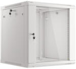 Lanberg V2 19"-os fali rack szekrény 12U/600x600 (lapos csomagolás) üvegajtóval, szürke