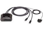 ATEN US3312 2-Port 4K DisplayPort USB-C Cable KVM Switch with Remote Port Selector (US3312) - pcx
