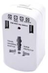 V-TAC ADAPTOR UNIVERSAL PRIZA (UK, US, EU) CU PROTECTIE SI 2USB 2.1A (SKU-8704) - vexio