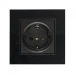 V-TAC PRIZA SIMPLA 16A CU RAMA DIN STICLA , NEGRU (SKU-8399) - vexio