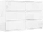 HOMCOM Comodă cu 6 Sertare din PAL, pentru Dormitor, Design Modern și Multifuncțional, 112x34x75 cm, Alb | Aosom Romania (831-337V86WT) Comoda
