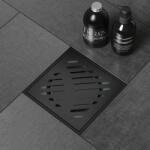 Inter Ceramic Set rigola pentru dus Inter Ceramic New Generation cu capac cu fante diagonale 10x10 cm finisaj negru lucios (6414 B NEW GENERATION)