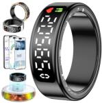 Gwenland Smart Ring Okosgyűrű Férfiaknak és Nőknek LED Kijelzővel, IP68, Szívritmus/SpO2/HRV/Alvás Figyelő, Android/iOS, Fekete, 12-es méret