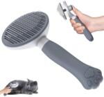 Zivacate Öntisztító Szőrkefe Kutyáknak és Macskáknak - Egygombos Tisztítás, Ergonomikus Nyél, Rövid és Hosszú Szőrzethez, Nyulakhoz is, Szürke
