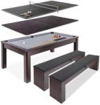 Tat Biliard Masa biliard Andaluzia Wenge 7ft cu bancute si blat sufragerie si tenis de masa (8447-3GW)