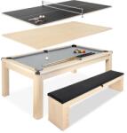 Tat Biliard Masa biliard Andaluzia Oak 7ft cu bancute si blat sufragerie si tenis de masa (8447-3GOAK)