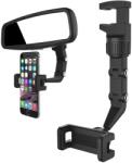 Hurtel Suport auto telefon Hurtel auto reglabil pentru telefon, prindere oglinda retrovizoare - Negru