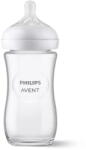 Philips Biberon din sticlă Philips Avent Natural Response SCY933/01, 240 ml, tetina care functioneaza ca sanul mamei, cu debit 3, tetina fara scurgeri, +1 luni, fara BPA, usor de curatat (SCY933/01)