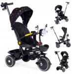 ECOTOYS Háromkerekű kerékpár gyerekeknek babakocsi elforgatható ülés tolókar fekete E (WQL-186 BLACK)