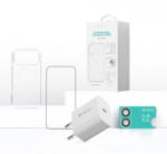 DEVIA Incarcator de retea Kit complet 4 in 1 pentru iPhone 17 incarcator GaN 30W husa MagSafe folie sticla Military-Grade + protectie camera Alb (DVSIRHMIXVII)