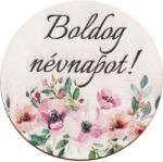Valex Decor 5db. virág mintás fa dekor tábla „Boldog névnapot! felirattal, 5 cm (GV03-211)
