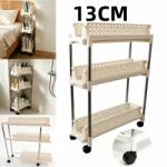 Hooha 13CM Mobil Tárolószekrény Többfunkciós Kocsi 3 Polccal Kerekekkel Fehér (HUKJT456FRF)