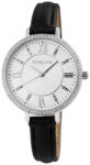 Excellanc Ceas dama, argintiu 23 cm cu curea neagra din imitatie de piele 12 mm, cadran alb, carcasa rotunda 39 mm, mecanism quartz si catarama