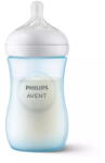 Philips Biberon Philips Avent Natural Response SCY903/21, 260 ml, tetina care functioneaza ca sanul mamei, cu debit 3, tetina fara scurgeri, +1 luni, fara BPA, usor de curatat, bleu (SCY903/21)