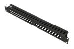 Extralink Organizator cabluri 1U negru cu capac din metal