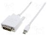 ASSMANN Cablu DisplayPort - DVI, DVI-D (24+1) mufa, mini DisplayPort mufa, 2m, alb, ASSMANN - AK-340305-020-W