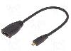 Qoltec Cablu HDMI - HDMI, HDMI soclu, micro mufa HDMI, 200mm, negru, QOLTEC - 50399
